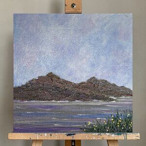 The Mountains Are Calling Original Acrylic Painting 6"x6" Mountain Scenery